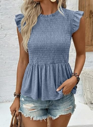 Womens Summer Tops  Casual Elegant Peplum Dress