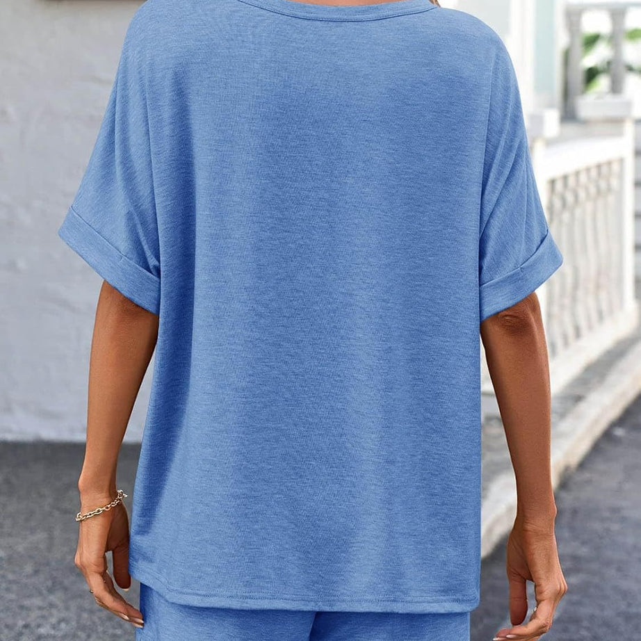 Women's Cotton Comfy 2 Piece Sets Short Sweat Matching Lounge Set