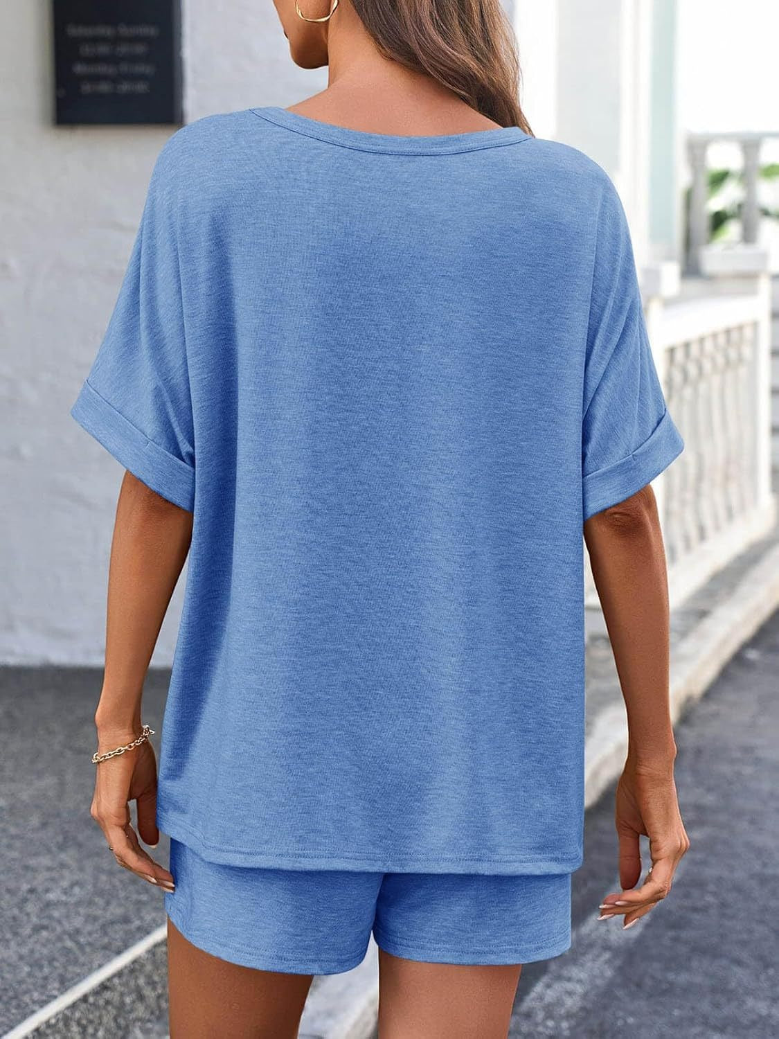 Women's Cotton Comfy 2 Piece Sets Short Sweat Matching Lounge Set