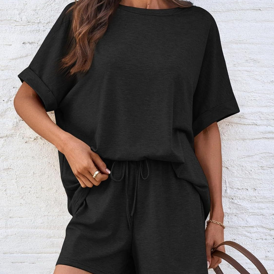 Women's Cotton Comfy 2 Piece Sets Short Sweat Matching Lounge Set