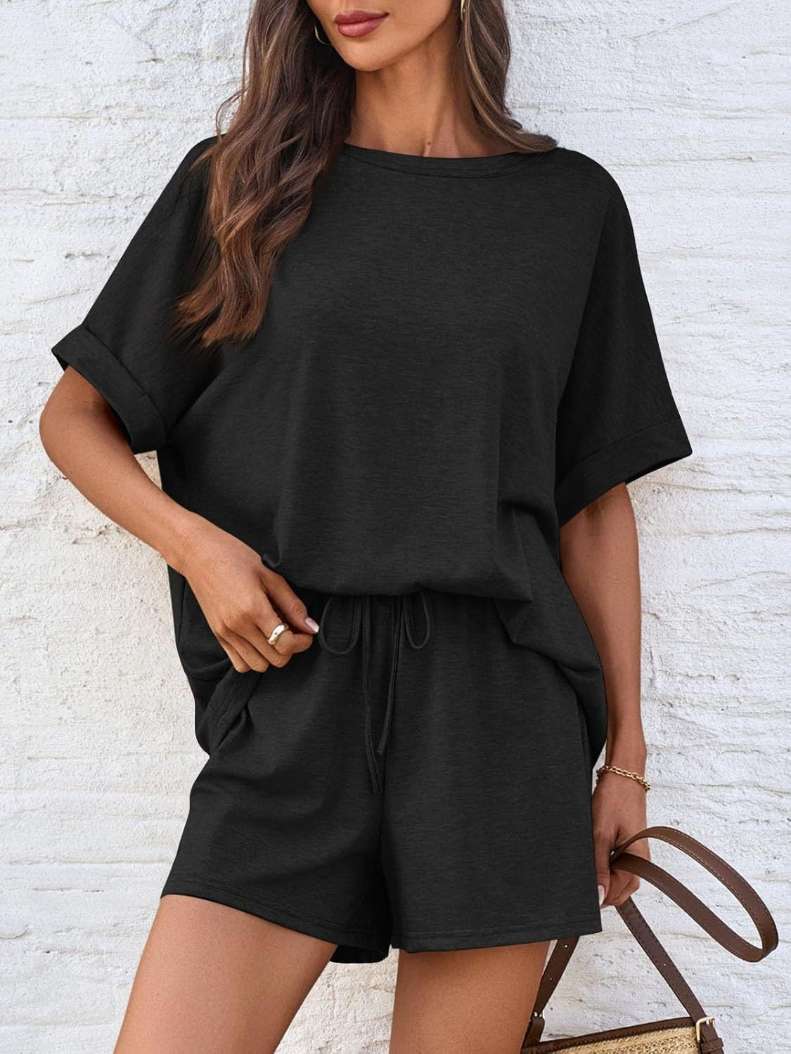 Women's Cotton Comfy 2 Piece Sets Short Sweat Matching Lounge Set