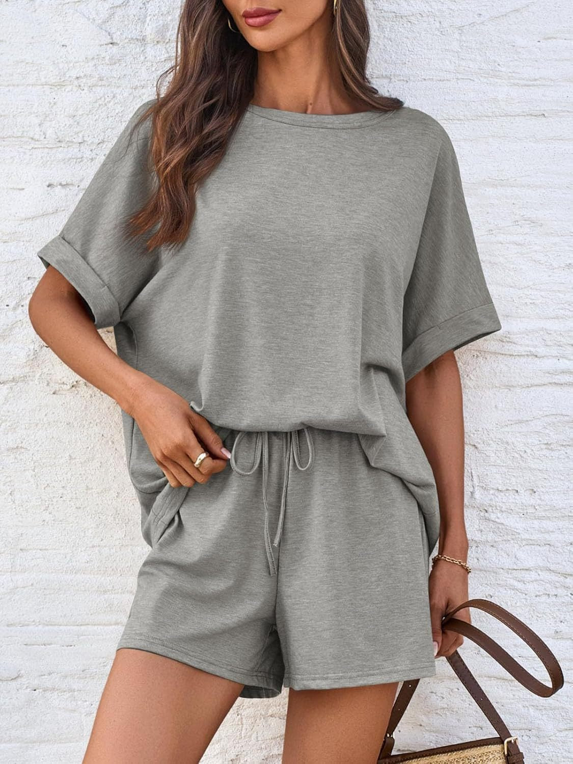 Women's Cotton Comfy 2 Piece Sets Short Sweat Matching Lounge Set