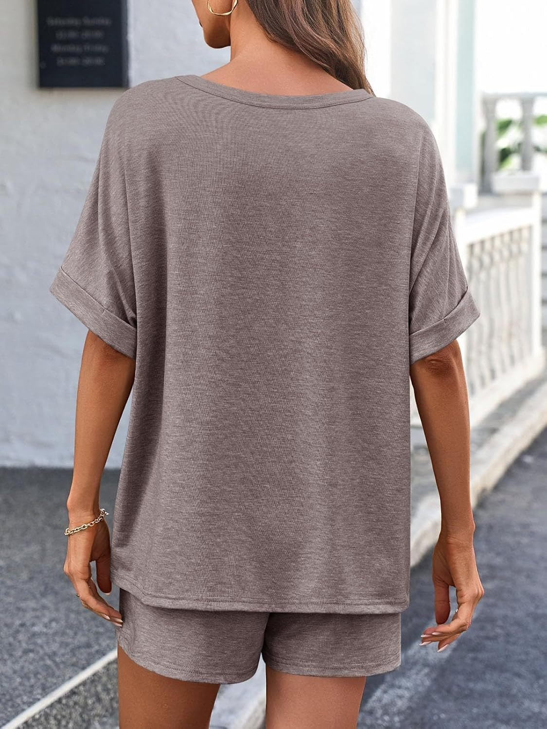 Women's Cotton Comfy 2 Piece Sets Short Sweat Matching Lounge Set