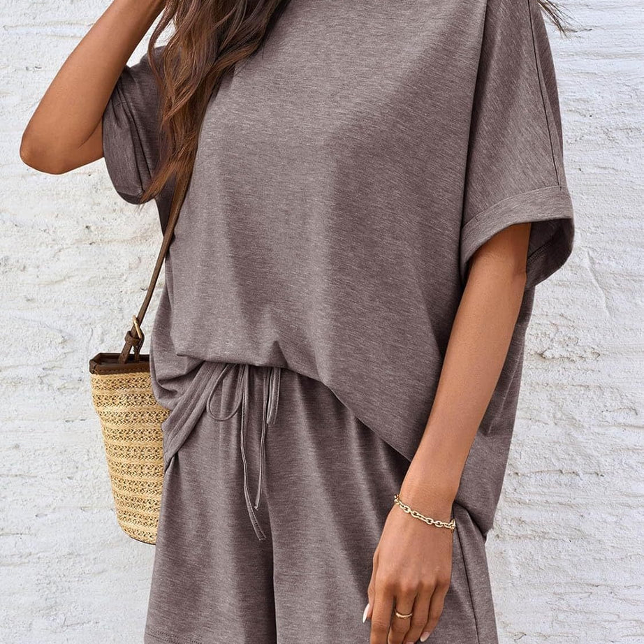 Women's Cotton Comfy 2 Piece Sets Short Sweat Matching Lounge Set