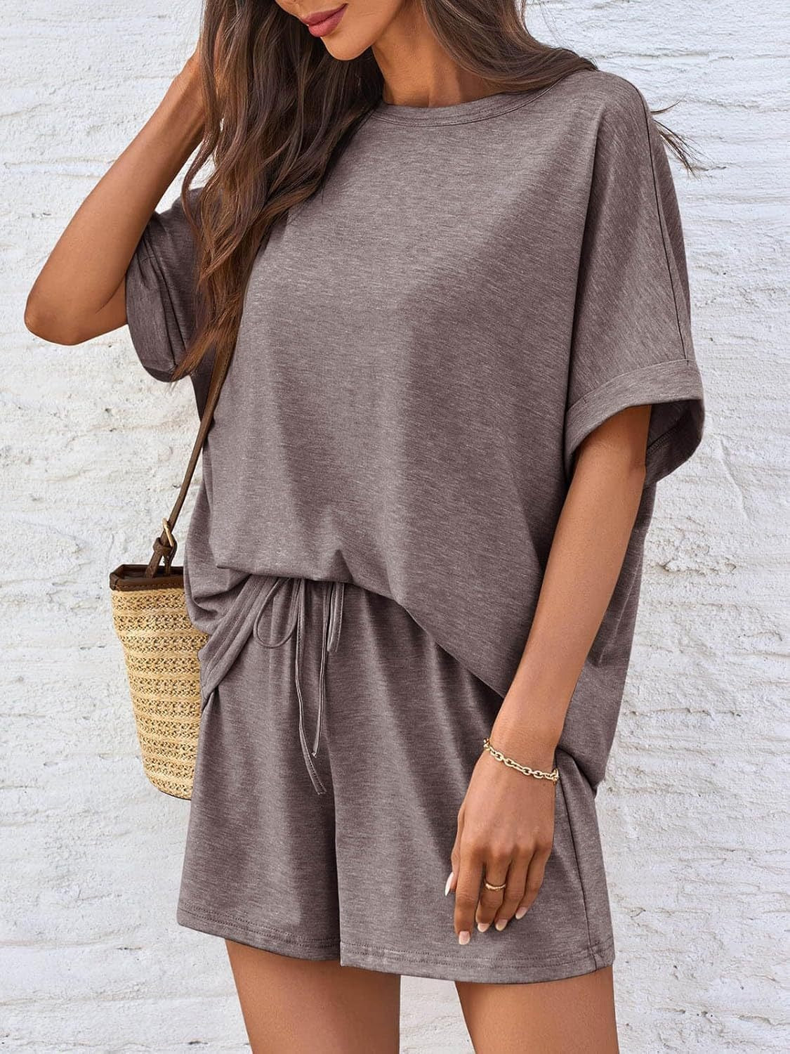 Women's Cotton Comfy 2 Piece Sets Short Sweat Matching Lounge Set