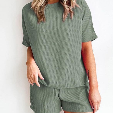 Womens Waffle Knit Lounge Loungewear Sweatsuit 2 Piece Sets