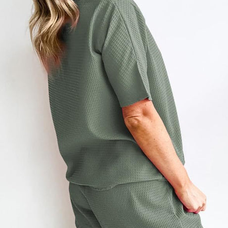 Womens Waffle Knit Lounge Loungewear Sweatsuit 2 Piece Sets