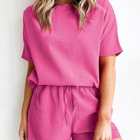 Womens Waffle Knit Lounge Loungewear Sweatsuit 2 Piece Sets