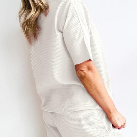 Womens Waffle Knit Lounge Loungewear Sweatsuit 2 Piece Sets