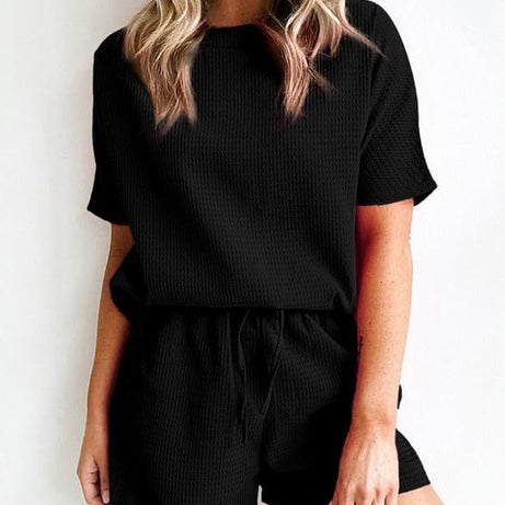 Womens Waffle Knit Lounge Loungewear Sweatsuit 2 Piece Sets