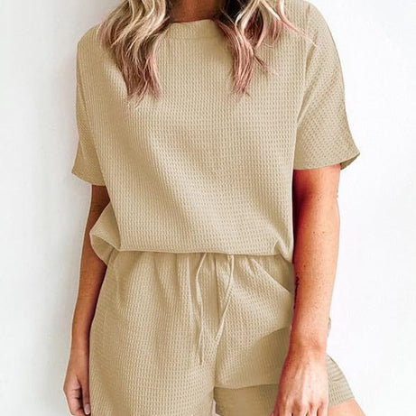 Womens Waffle Knit Lounge Loungewear Sweatsuit 2 Piece Sets