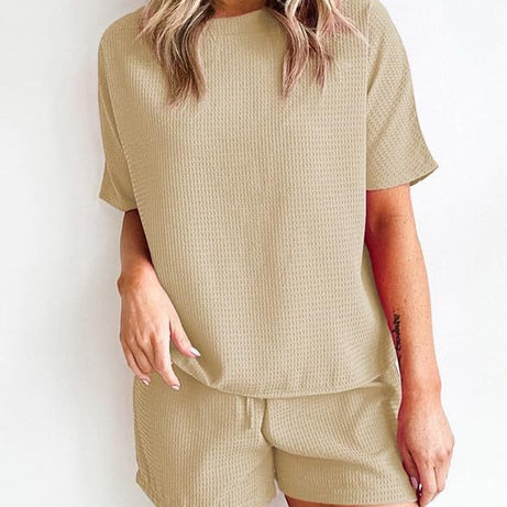 Womens Waffle Knit Lounge Loungewear Sweatsuit 2 Piece Sets