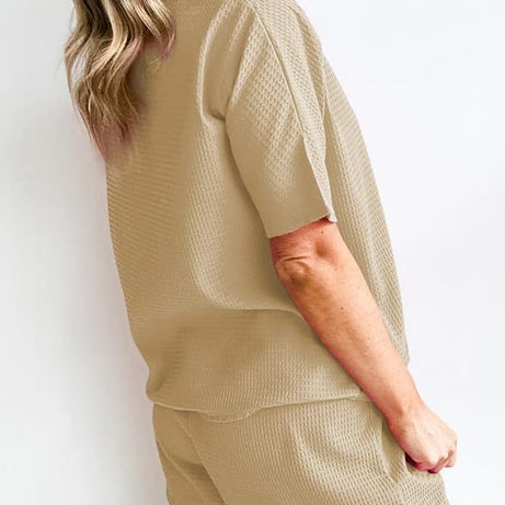 Womens Waffle Knit Lounge Loungewear Sweatsuit 2 Piece Sets