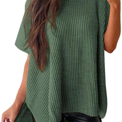 Womens Summer Lightweight Crewneck Short Sleeve Sweaters