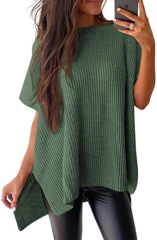 Womens Summer Lightweight Crewneck Short Sleeve Sweaters