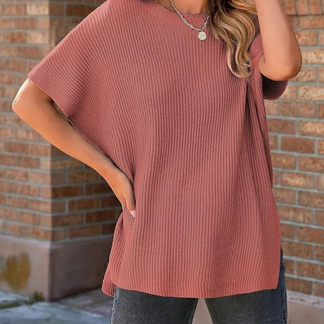 Womens Summer Lightweight Crewneck Short Sleeve Sweaters