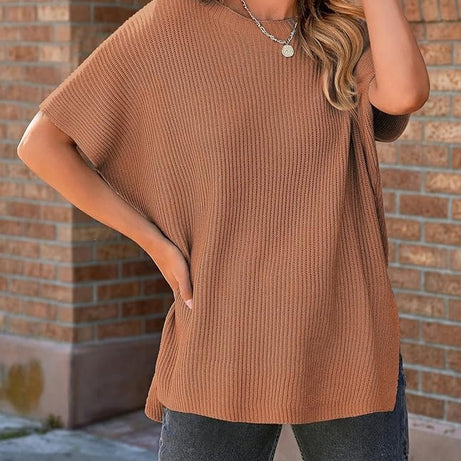Womens Summer Lightweight Crewneck Short Sleeve Sweaters