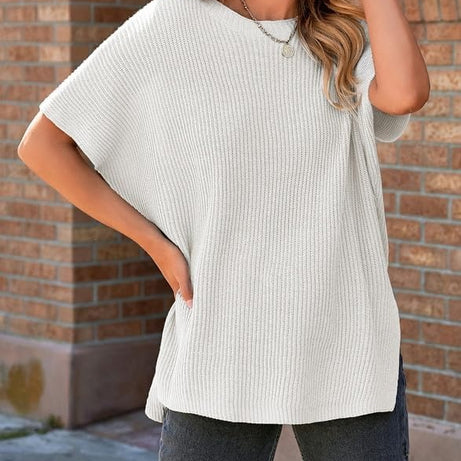 Womens Summer Lightweight Crewneck Short Sleeve Sweaters