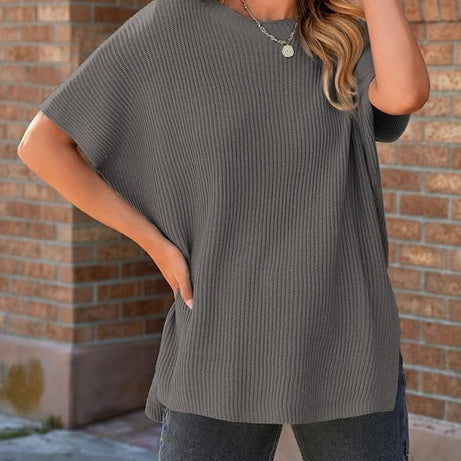 Womens Summer Lightweight Crewneck Short Sleeve Sweaters