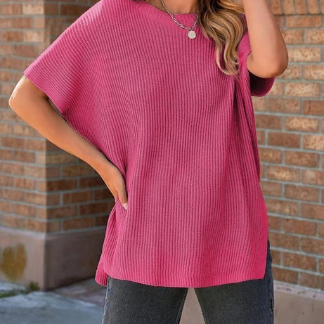 Womens Summer Lightweight Crewneck Short Sleeve Sweaters