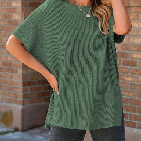 Womens Summer Lightweight Crewneck Short Sleeve Sweaters