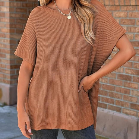 Womens Summer Lightweight Crewneck Short Sleeve Sweaters