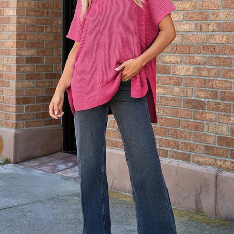 Womens Summer Lightweight Crewneck Short Sleeve Sweaters