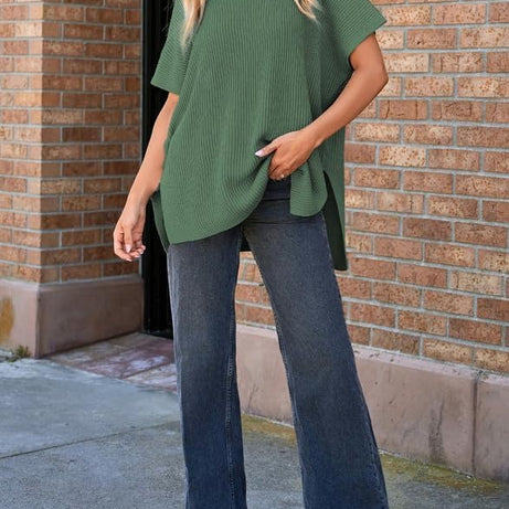 Womens Summer Lightweight Crewneck Short Sleeve Sweaters