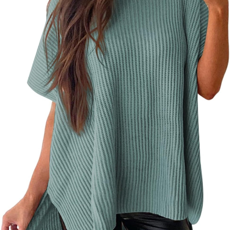 Womens Summer Lightweight Crewneck Short Sleeve Sweaters