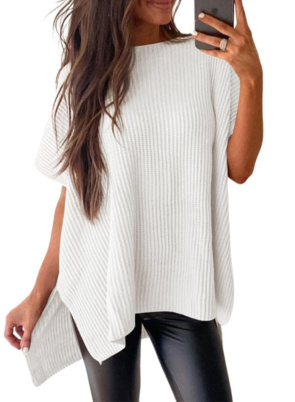 Womens Summer Lightweight Crewneck Short Sleeve Sweaters