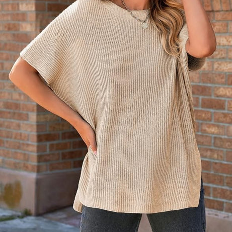 Womens Summer Lightweight Crewneck Short Sleeve Sweaters