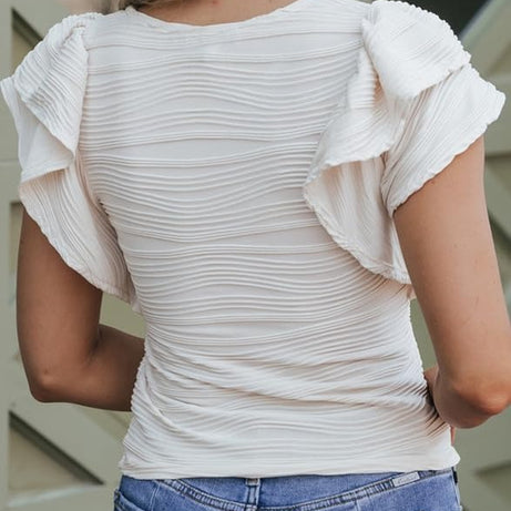 Womens Casual Crewneck Ruffle Slim Fit Dressy Blouses