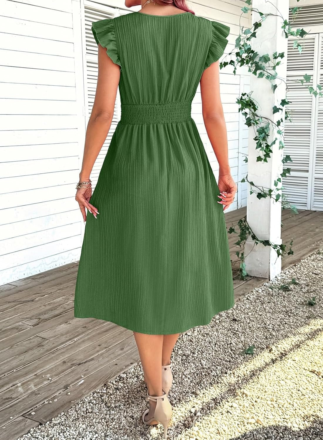 Women Summer Elegant Ruffle Sleeve Boho Outfits Dress