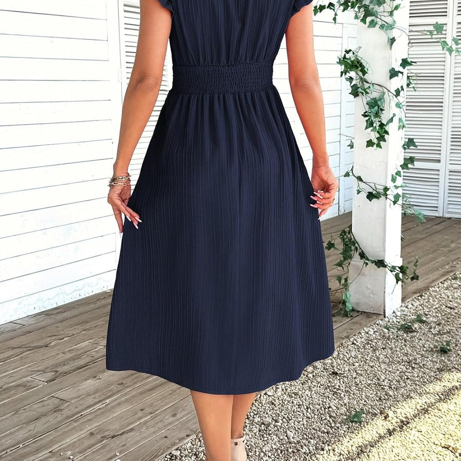 Women Summer Elegant Ruffle Sleeve Boho Outfits Dress