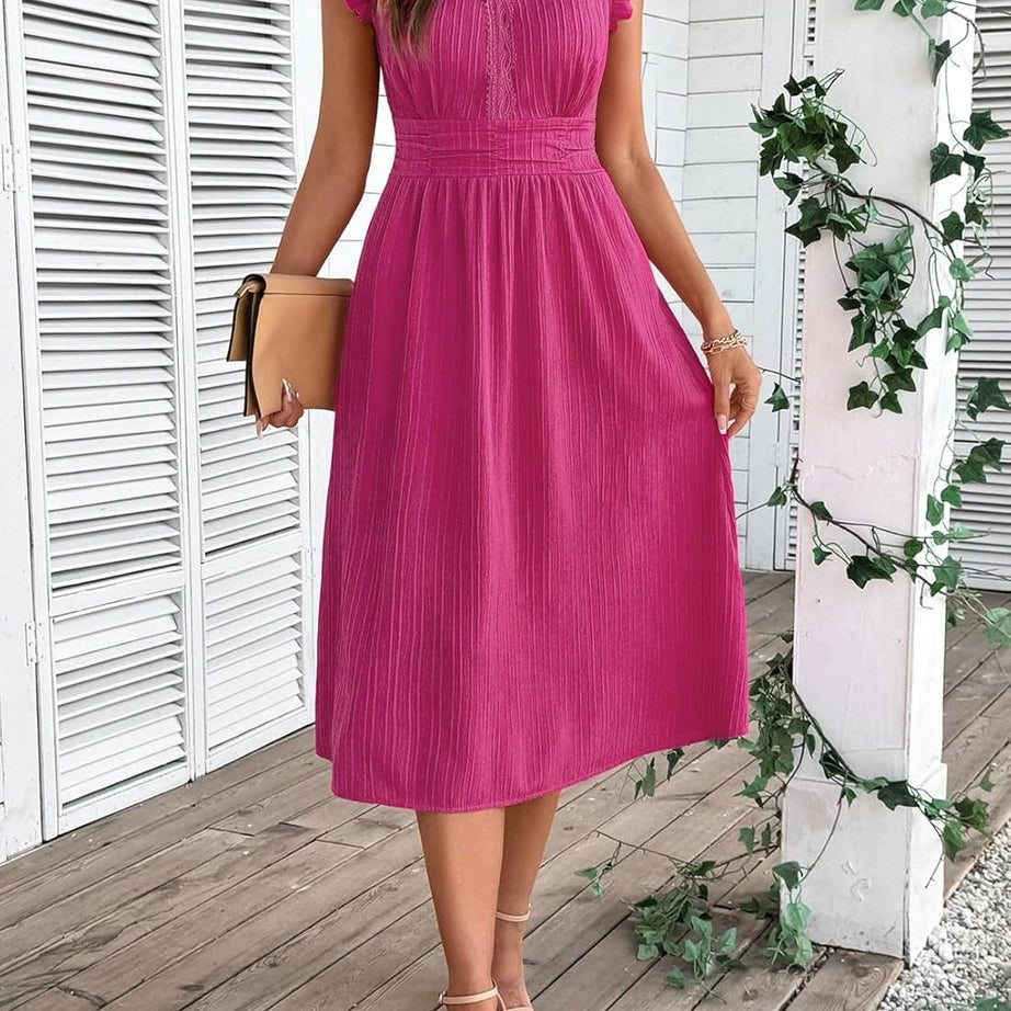 Women Summer Elegant Ruffle Sleeve Boho Outfits Dress