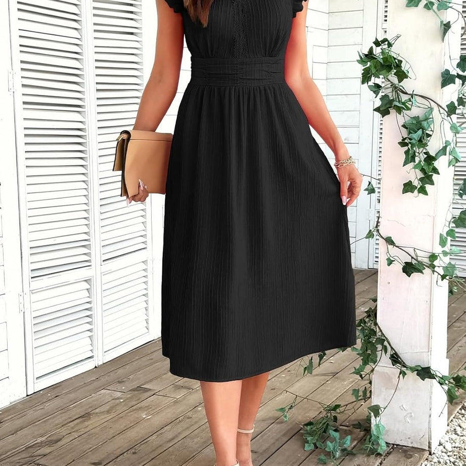 Women Summer Elegant Ruffle Sleeve Boho Outfits Dress