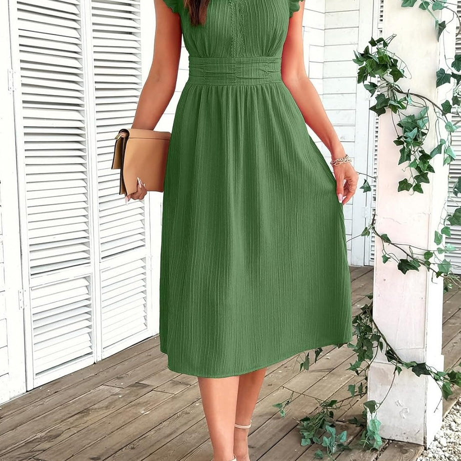 Women Summer Elegant Ruffle Sleeve Boho Outfits Dress