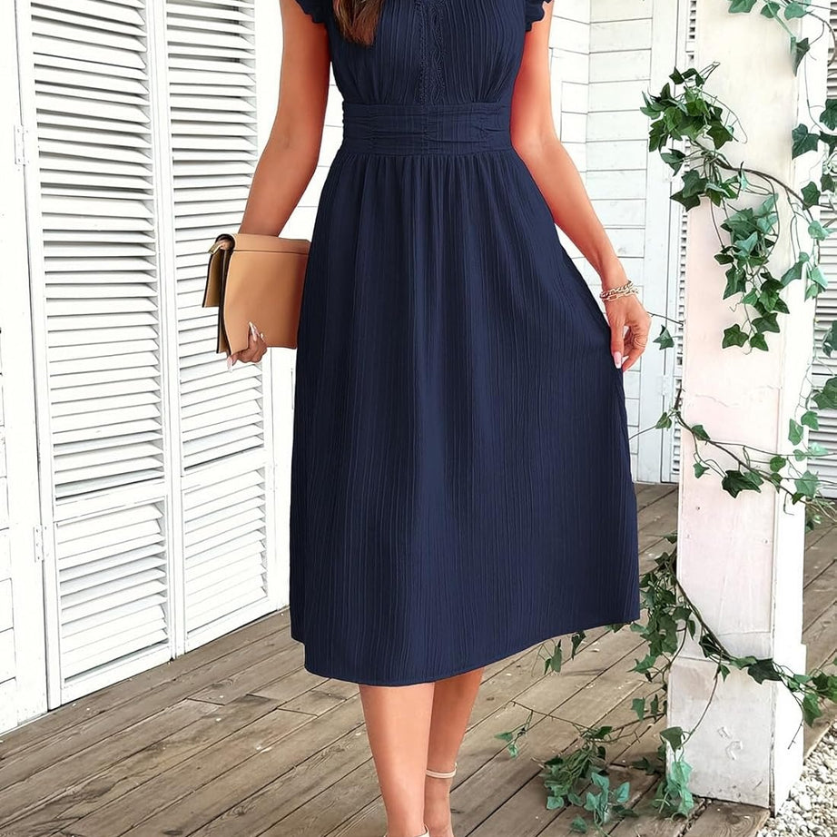 Women Summer Elegant Ruffle Sleeve Boho Outfits Dress