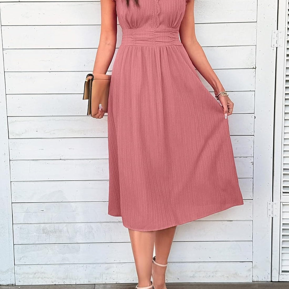 Women Summer Elegant Ruffle Sleeve Boho Outfits Dress