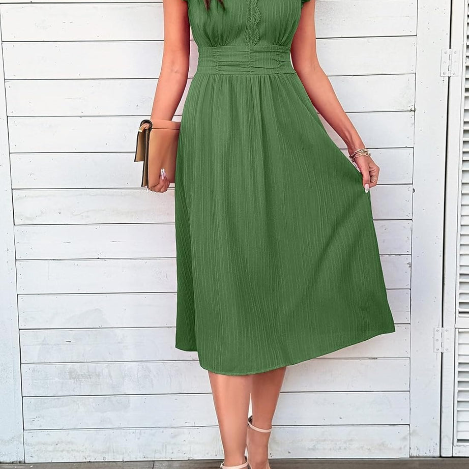 Women Summer Elegant Ruffle Sleeve Boho Outfits Dress