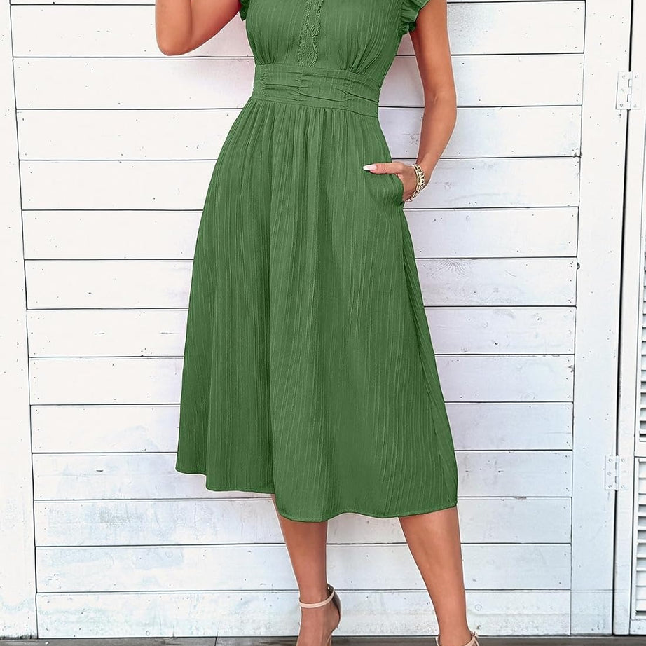 Women Summer Elegant Ruffle Sleeve Boho Outfits Dress