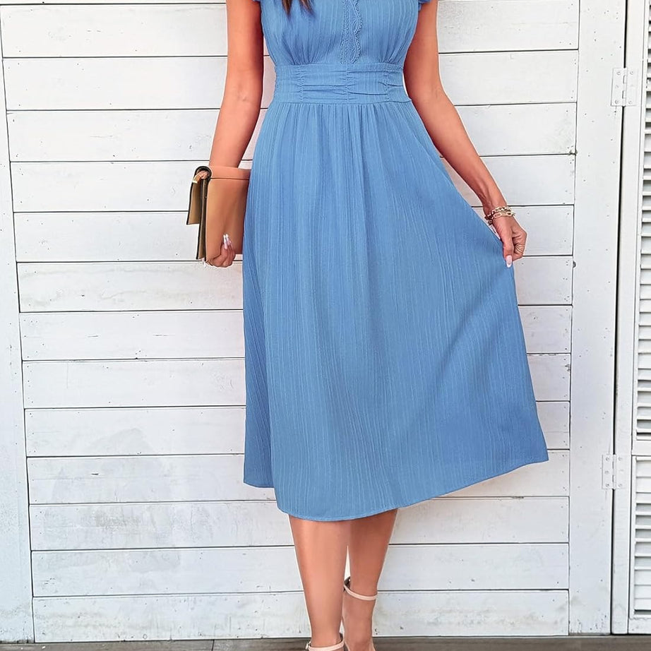 Women Summer Elegant Ruffle Sleeve Boho Outfits Dress