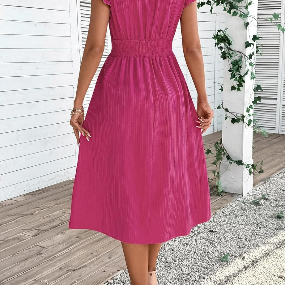 Women Summer Elegant Ruffle Sleeve Boho Outfits Dress