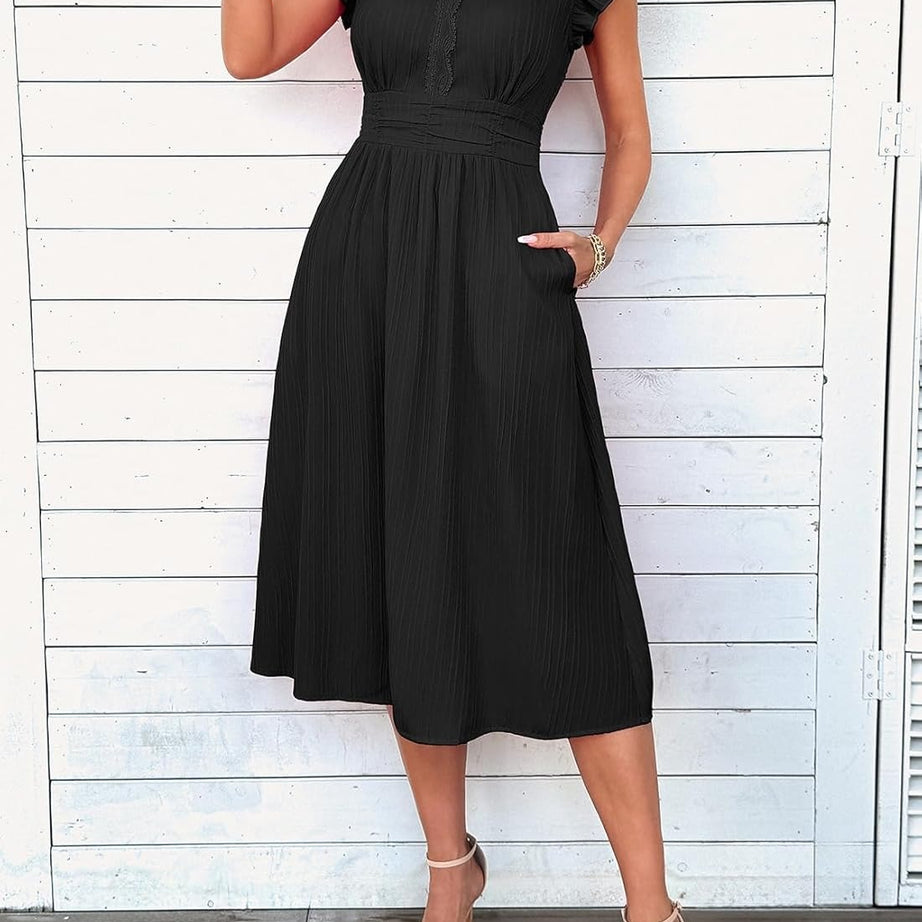 Women Summer Elegant Ruffle Sleeve Boho Outfits Dress