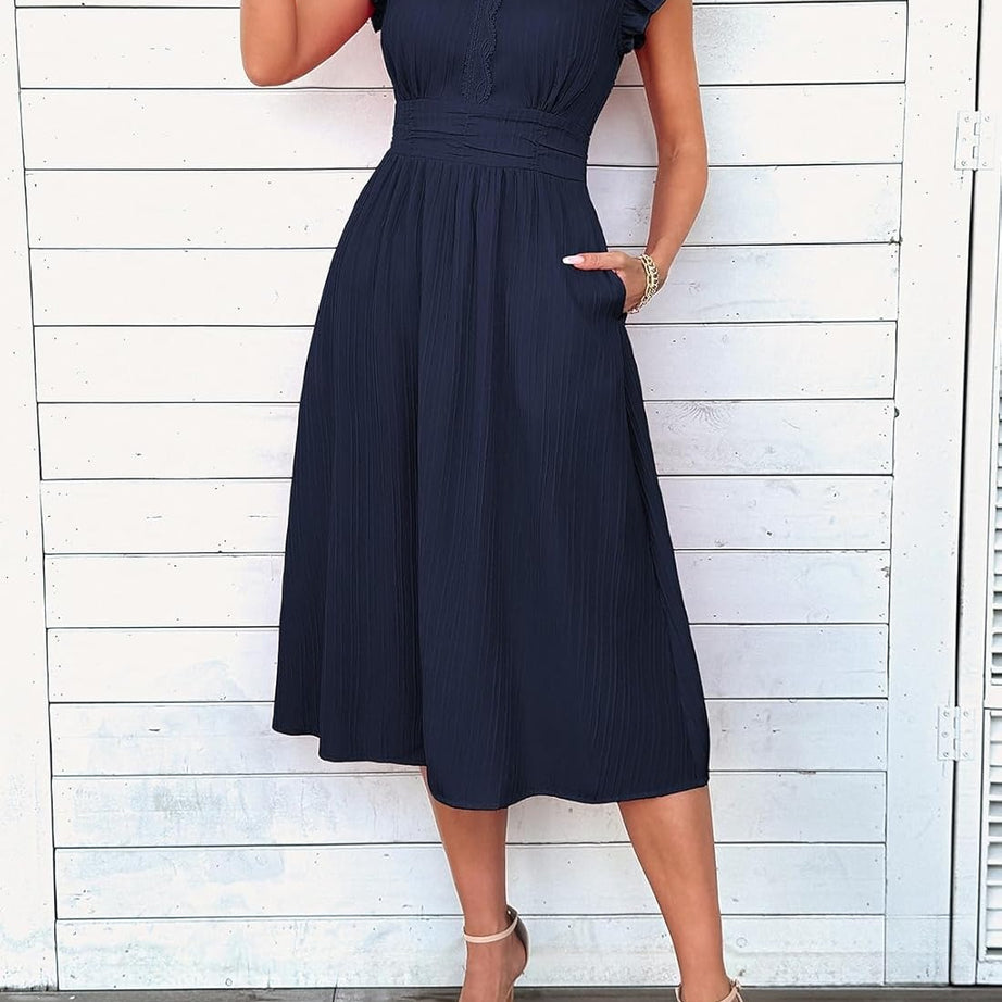Women Summer Elegant Ruffle Sleeve Boho Outfits Dress