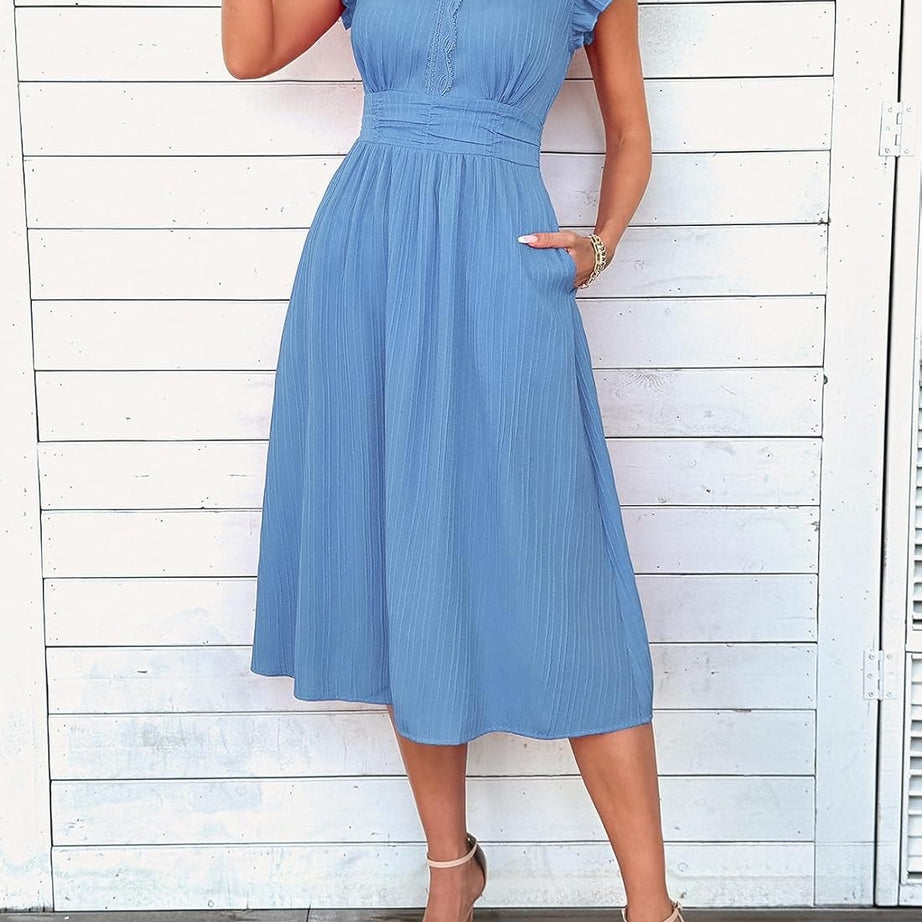 Women Summer Elegant Ruffle Sleeve Boho Outfits Dress
