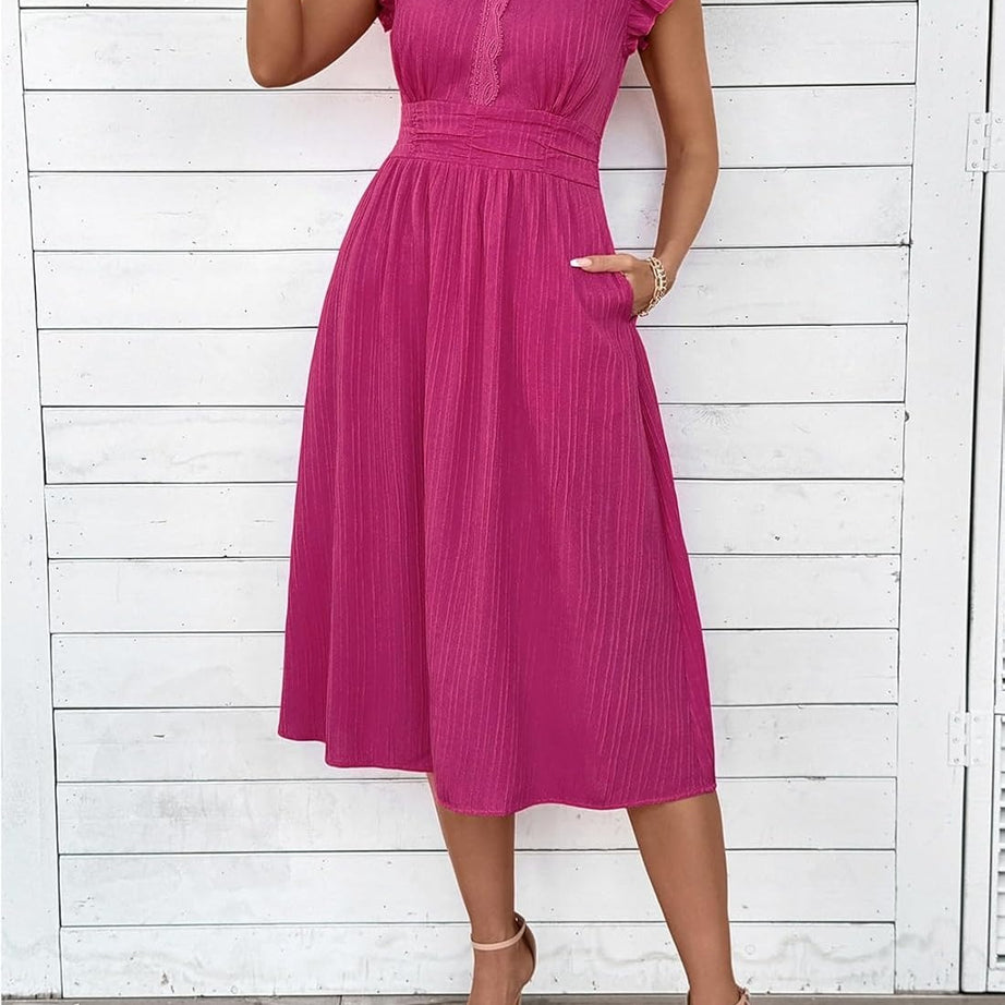 Women Summer Elegant Ruffle Sleeve Boho Outfits Dress