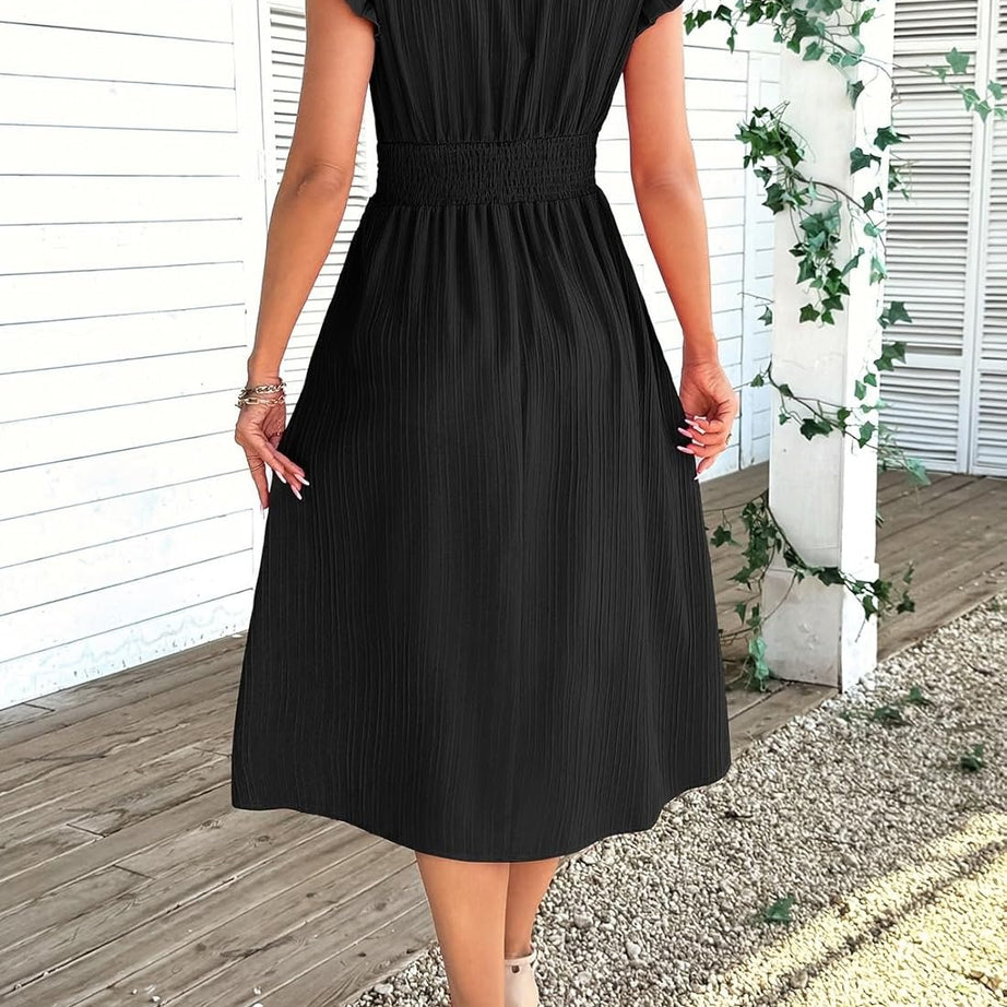 Women Summer Elegant Ruffle Sleeve Boho Outfits Dress