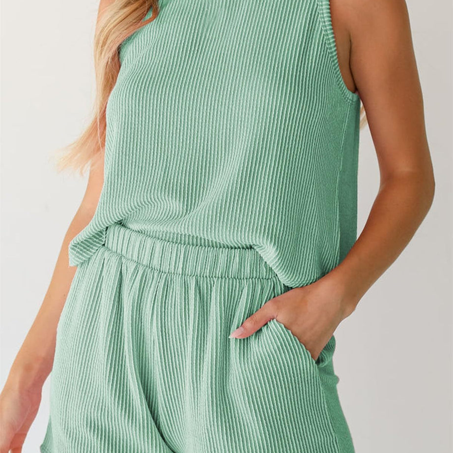 Women's Summer Sleeveless Loungewear 2 Piece Outfits Shorts Sets