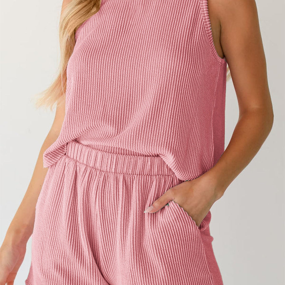 Women's Summer Sleeveless Loungewear 2 Piece Outfits Shorts Sets